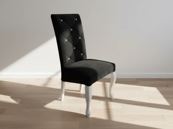 Tapicerowane krzesło MAESTRO z pikowanym oparciem i drewnianymi nogami