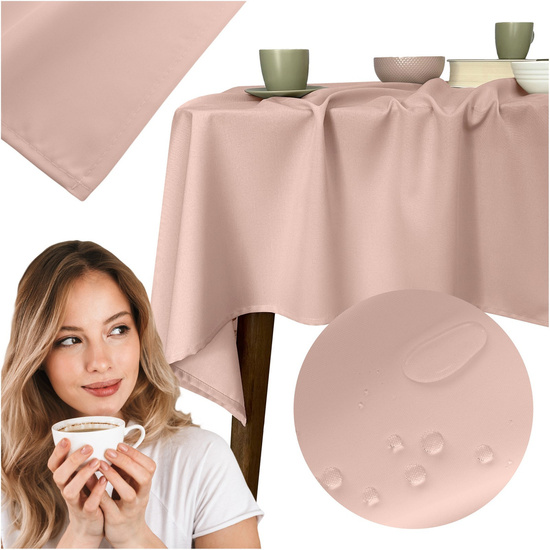 Plamoodporny obrus SURBO pudrowy róż 150x350