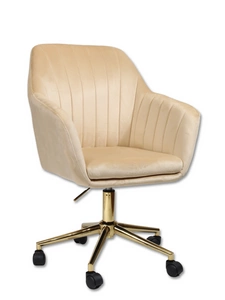 Fotel kubełkowy do biurka FABIO beżowy/złoty