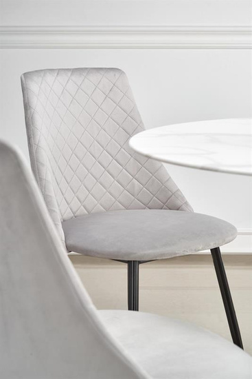 Okrągły stół AMBROSIO z blatem w kolorze biały marmur i czarną podstawą