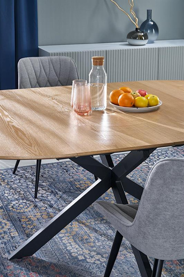 Stół rozkładany ACORD naturalny z czarnymi nogami 120-200 cm