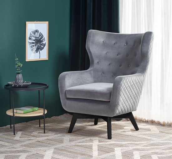 Fotel wypoczynkowy MARVEL w kolorze popielatym z czarnymi nogami