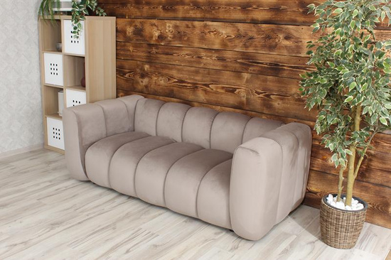 Sofa dwuosobowa na recepcję nowoczesna SOMA 2 tapicerowana jasny szary welur