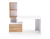 Biurko MISO w kolorze białym z akcentami dębu artisan