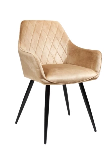 Krzesło w przeszycia skośne CARBO ciemny beż z czarnymi nóżkami