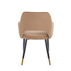 Eleganckie krzesło do jadalni z przeszyciami FRANCO A ciemny beż na czarno-złotych nogach