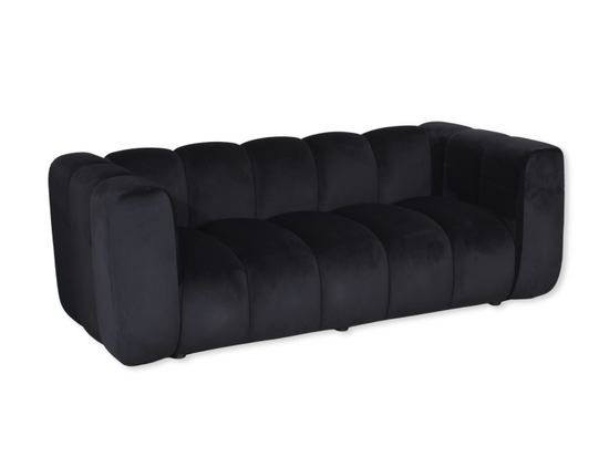 Sofa dwuosobowa do recepcji nowoczesna SOMA 2 tapicerowana czarnym welurem