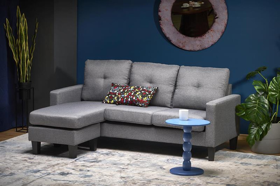 Sofa z podnóżkiem GERSON szara tkanina