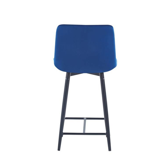 Welurowe krzesło barowe niskie PROXI pikowane granatowe na czarnych nogach
