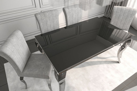 Stół glamour VENLO czarny ze srebrnymi nogami