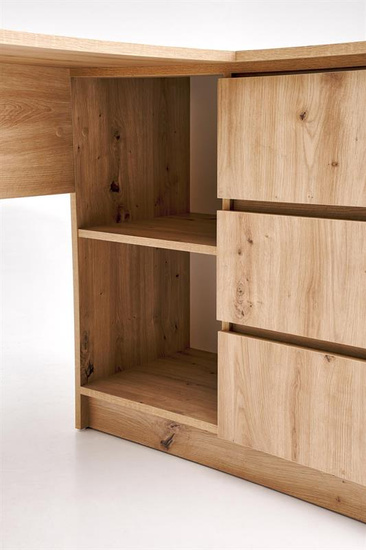 Biurko narożne BEGA w kolorze dąb artisan z szufladami