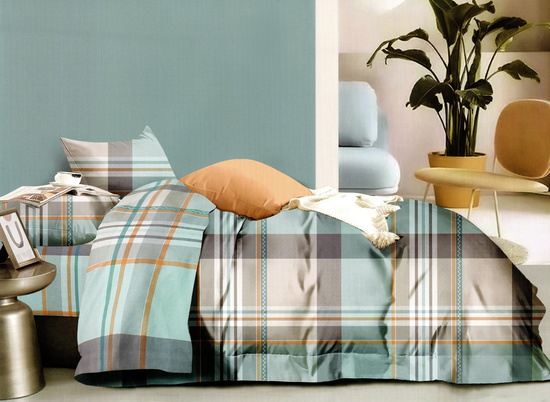 Pościel w kratkę 160 x 200 3cz Satyna Bawełniana nr A1703