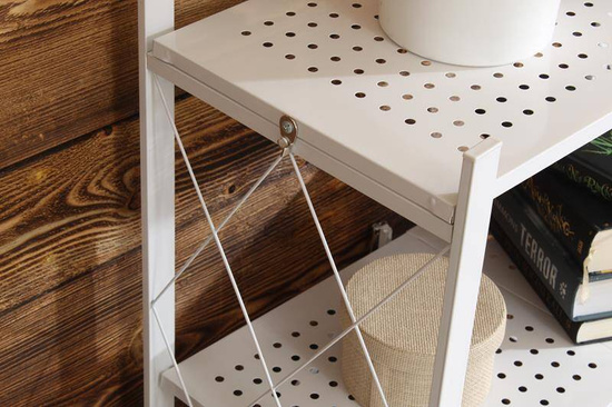 Metalowy regał składany z trzema półkami BRUNO 3P biały