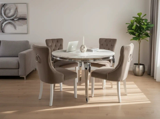 Pikowane krzesło tapicerowane GOLDI proste nogi