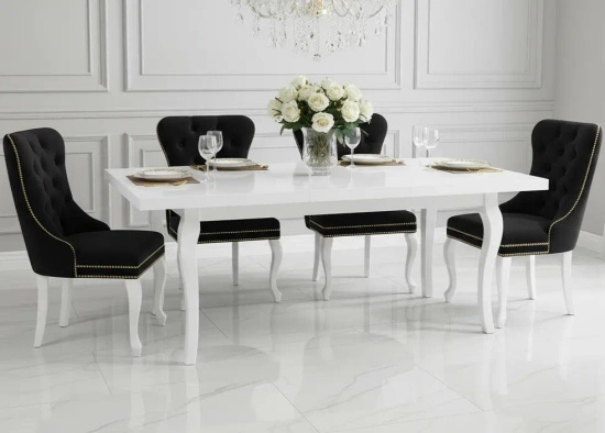 Tapicerowane krzesło pikowane GOLDI ludwik w stylu glamour