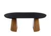 Nowoczesny okrągły stół rozkładany BLANES  120 cm w kolorze czarny / dąb z dekoracyjną podstawą    