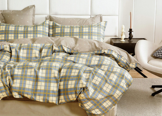 Pościel w kratkę 160 x 200 3cz Satyna Bawełniana nr A1808