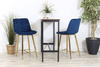Welurowe krzesło barowe niskie PROXI pikowane granatowe na złotych nogach