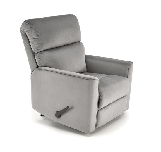 Nowoczesny fotel wypoczynkowy KARIM w kolorze popielatym z funkcją kołyski
