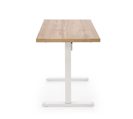 Biurko z elektryczną regulacją wysokości B54 w kolorze dąb artisan na białym stelażu 120 cm