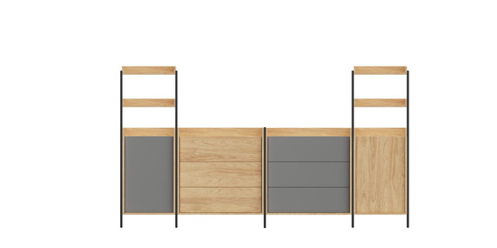 MOBIUS KOMODA 3S korpus: hikora naturalna, fronty - biel alpejska