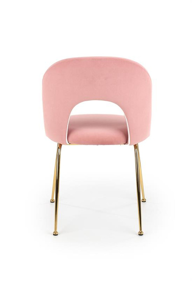 Krzesło K385 w kolorze jasnoróżowym ze złotą podstawą