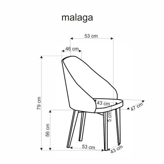 Popielate krzesło MALAGA z tapicerką MAVEL 14 i nogami STELAR 92