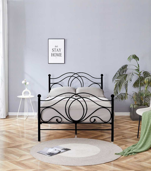 Łóżko metalowe ALICE 120 w czarnym kolorze 120x200 cm