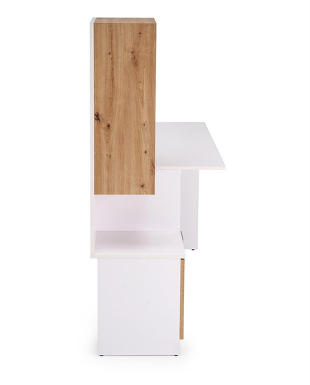 Biurko MISO w kolorze białym z akcentami dębu artisan