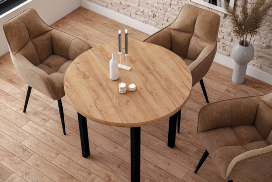 Stół rozkładany okrągły SORBUS dąb złoty craft / czarny