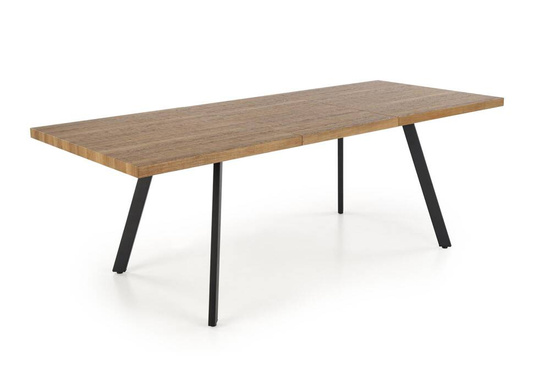 Stół rozkładany BERLIN (160/220 cm) z orzechowym blatem i czarnym stelażem