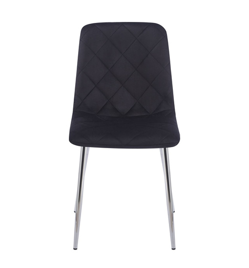 Stylowe krzesło welurowe ADEL czarne ze srebrnymi nogami