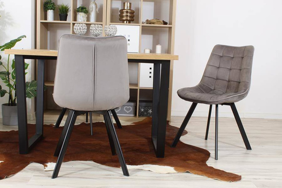 Welurowe Krzesło do jadalni TRIBAL szare