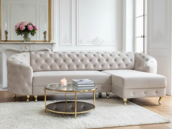 Stylowy narożnik glamour LUCILLE z funkcją spania