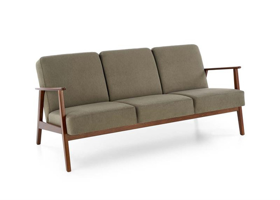 Sofa z drewnianymi podłokietnikami MILANO 3S w kolorze oliwkowym Castel 39