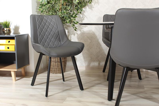 Tapicerowane krzesło do jadalni DORA | szara ekoskóra