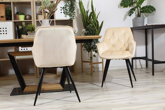 Krzesło fotelowe z podłokietnikami AURORA | beżowy welur, styl loft