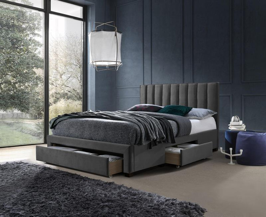 Łóżko GRACE 140 w popielatej tkaninie velvet