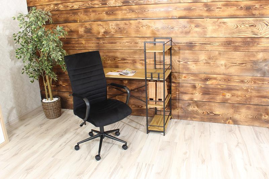 Welurowy fotel biurowy DORIAN na czarnym stelażu