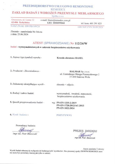 Ergonomiczny fotel gabinetowy HASEL w kolorze czarno-popielatym