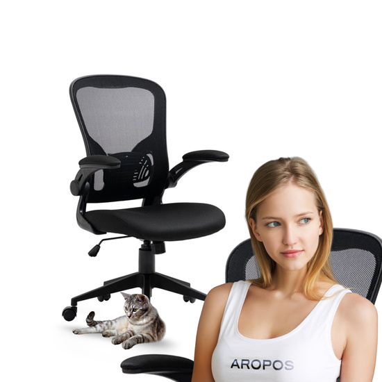Ergonomiczny fotel młodzieżowy z podnoszonymi podłokietnikami LUIS czarny