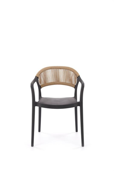 Nowoczesne krzesło K582 w kolorze czarnym z siedziskiem w odcieniu naturalnym