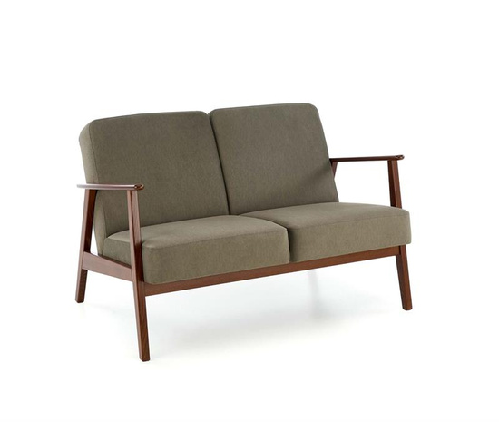 Sofa z drewnianymi podłokietnikami MILANO 2S w kolorze oliwkowym Castel 39 