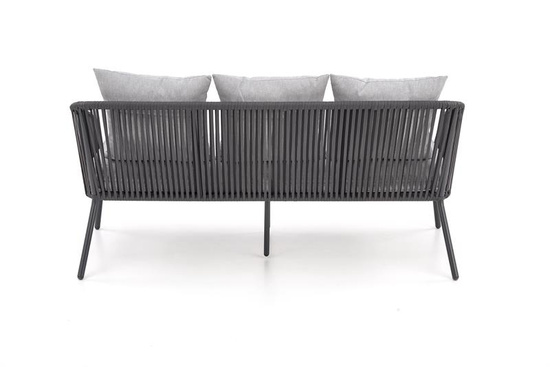 Nowoczesny zestaw ogrodowy ROCCA w kolorze ciemny popiel / jasny popiel – sofa, dwa fotele i ława