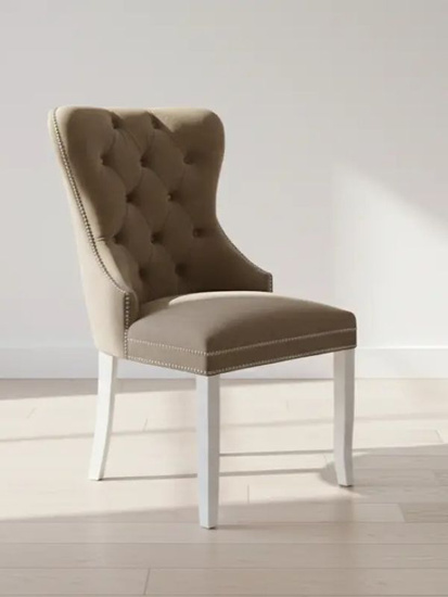 Pikowane krzesło tapicerowane GOLDI proste nogi