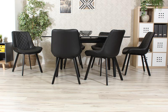 Tapicerowane krzesło do jadalni DORA | czarna ekoskóra
