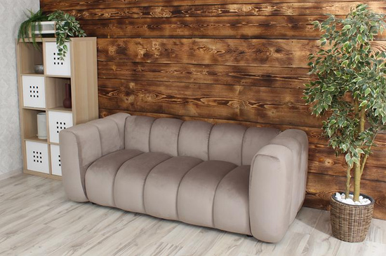 Sofa dwuosobowa na recepcję nowoczesna SOMA 2 tapicerowana jasny szary welur