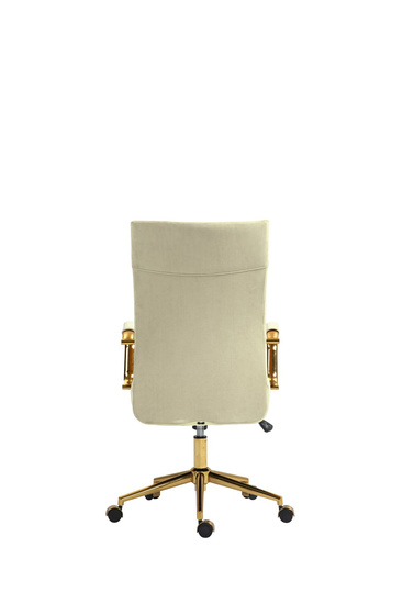 Welurowy fotel biurowy DORIAN kremowy na złotym stelażu