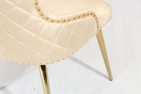 Krzesło z kołatką do jadalni glamour BENTO beżowy/złoty