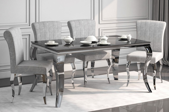 Stół glamour VENLO czarny ze srebrnymi nogami